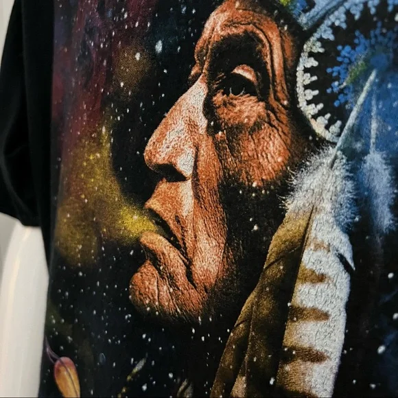 Fruit of the Loom Honduras Y2K Native American Chief Galaxy Space Size XXL - Picture 4 of 14